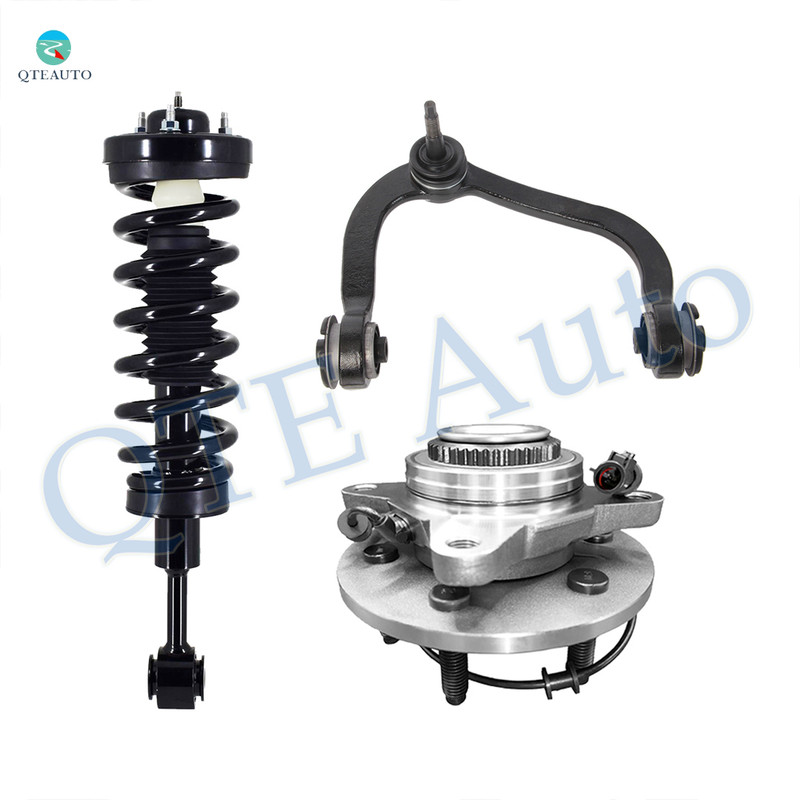Set of 3 Front Right Upper Wheel Hub Bearing Assembly-Control Arm Ball Joint-Quick Complete Strut-Coil Spring Assembly For 2005-2008 Ford F-150