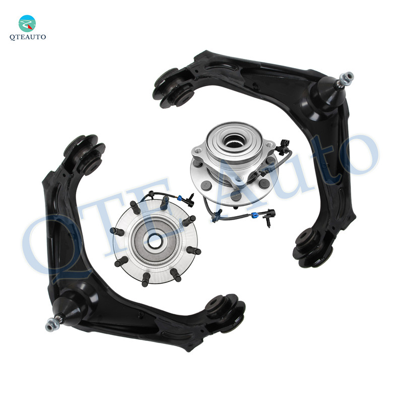 Set of 4 Front Upper Wheel Hub Bearing Assembly-Control Arm Ball Joint For 2001-2006 GMC Sierra 2500 HD
