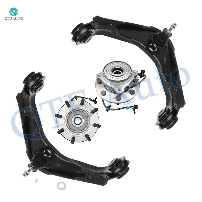 Set of 4 Front Upper Wheel Hub Bearing Assembly-Control Arm Ball Joint For 2001-2006 GMC Sierra 2500 HD