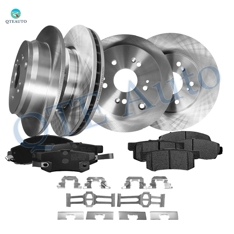 Set of 12 Front 296mm-Rear 305mm Brake Disc Rotors-Ceramic Brake Pad Kit For 2007-2009 Acura RDX Base