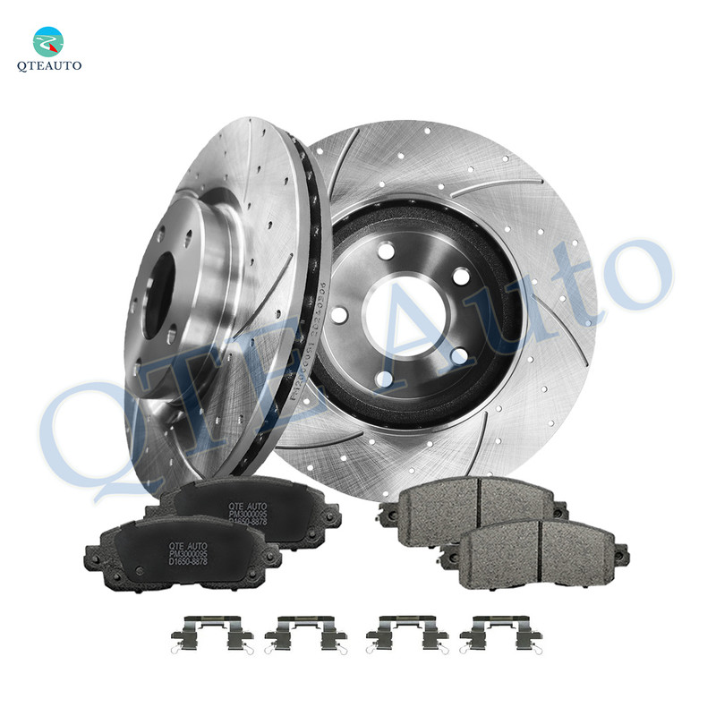 Set of 6 Front Drilled Slotted Brake Disc Rotors 296mm-Ceramic Brake Pad Kit For 2013-2017 Nissan Altima