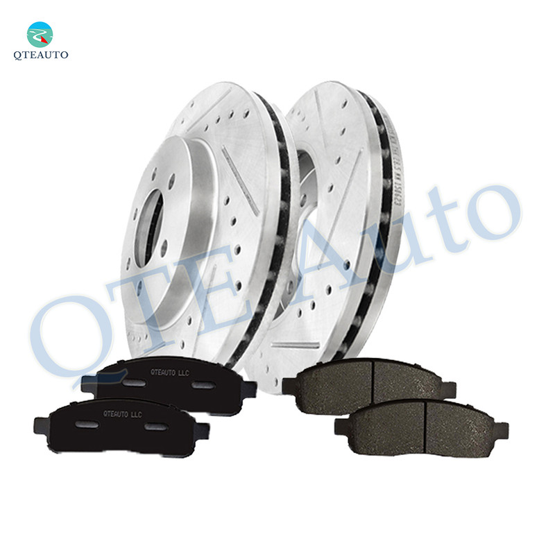 Set of 6 Front Drilled Slotted Brake Disc Rotors 330mm-Ceramic Brake Pad Kit For 2005-2008 Ford F-150