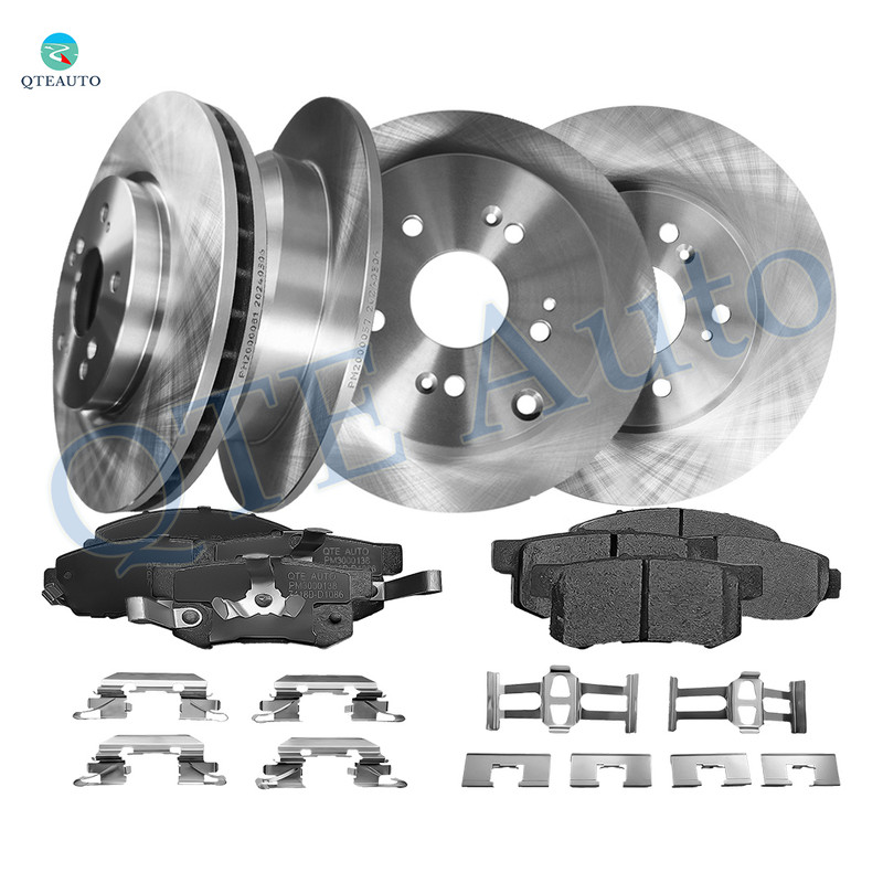 Set of 12 Front 296mm-Rear 305mm Brake Disc Rotors-Ceramic Brake Pad Kit For 2007-2011 Honda CR-V