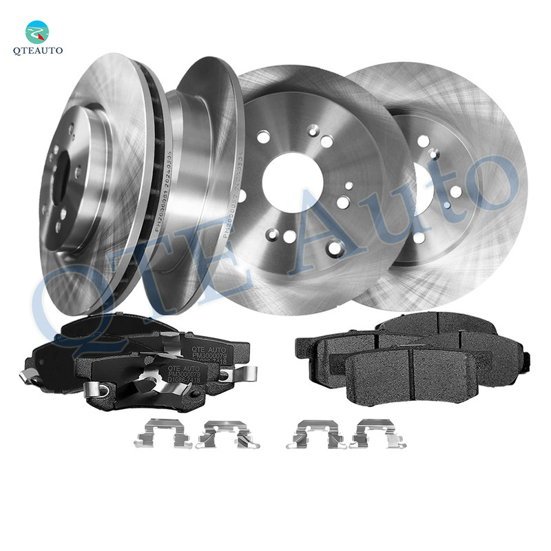 Set of 12 Front 296mm-Rear 305mm Brake Disc Rotors-Ceramic Brake Pad Kit For 2014-2016 Honda CR-V