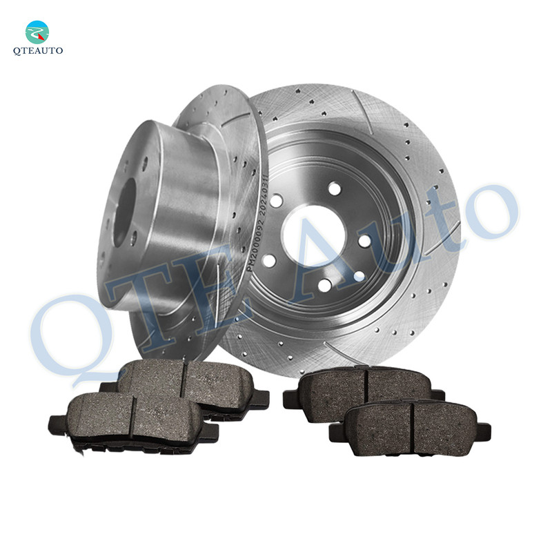 Set of 6 Rear Drilled Slotted Brake Disc Rotors 291.45mm-Ceramic Brake Pad Kit For 2004-2008 Nissan Maxima