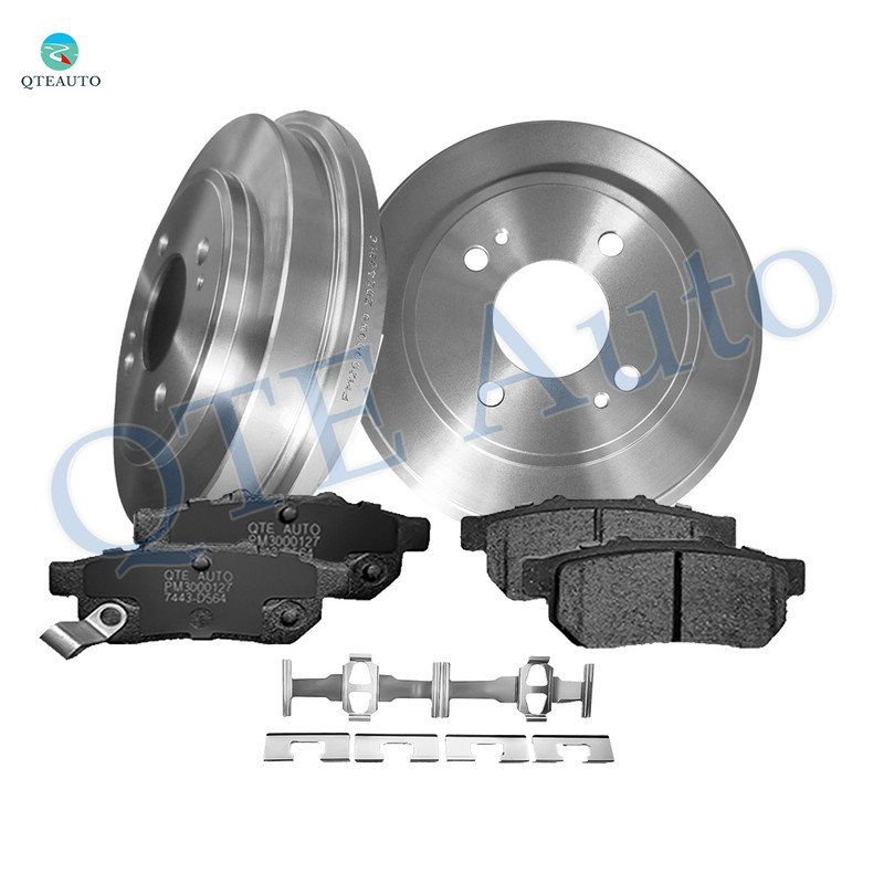 Set of 6 Rear Drilled Slotted Brake Disc Rotors 200mm-Ceramic Brake Pad Kit For 2001 Honda Civic