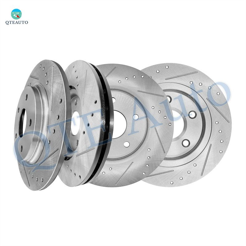 Set of 4 Front 330mm-Rear 305mm Drilled Slotted Brake Disc Rotors For 2015 Chrysler Town & Country