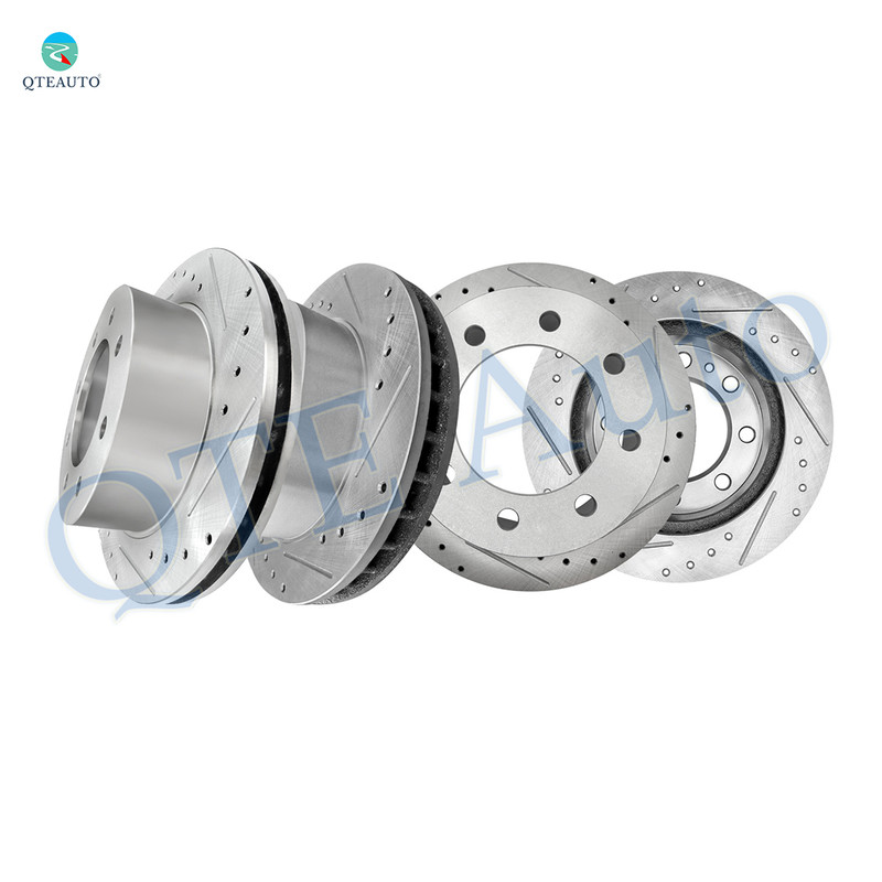 Set of 4 Front 330mm-Rear 345mm Drilled Slotted Brake Disc Rotors For 2002-2006 Chevrolet Avalanche 2500