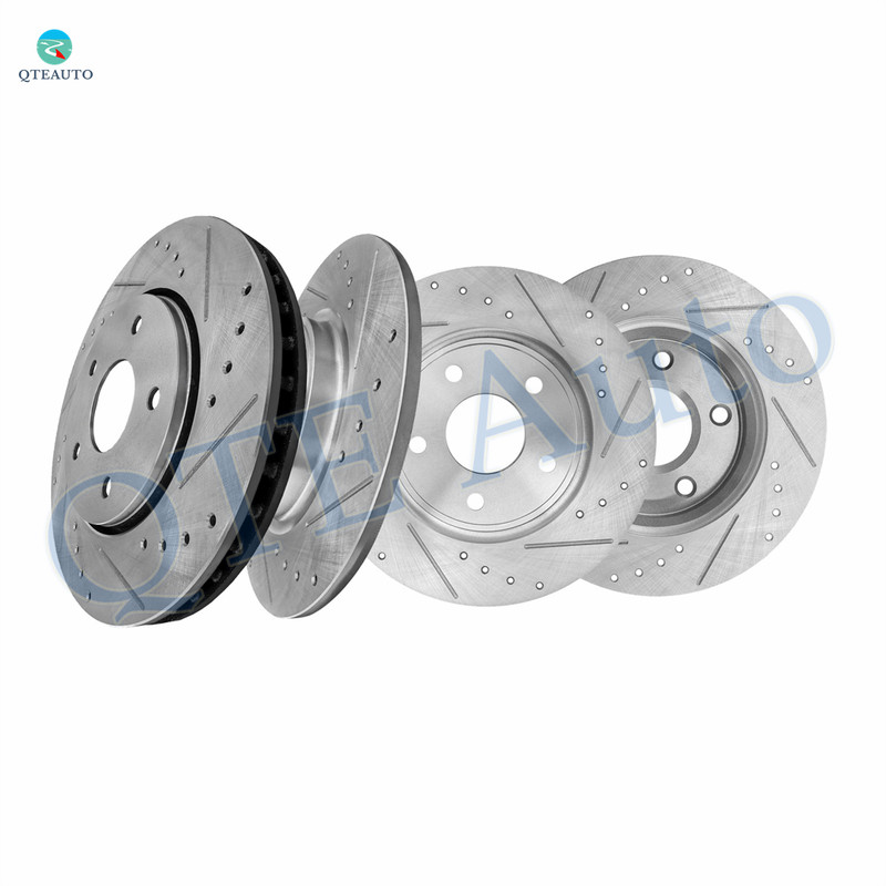 Set of 4 Front 302mm-Rear 328mm Drilled Slotted Brake Disc Rotors For 2012 2015 2016 Dodge Grand Caravan