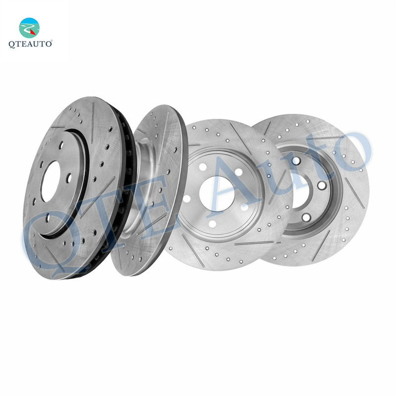 Set of 4 Front 302mm-Rear 328mm Drilled Slotted Brake Disc Rotors For 2015 RAM C/V