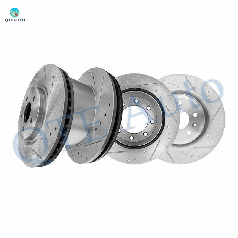 Set of 4 Front 325mm-Rear 340mm Drilled Slotted Brake Disc Rotors For 2008-2012 Ford F-250 Super Duty