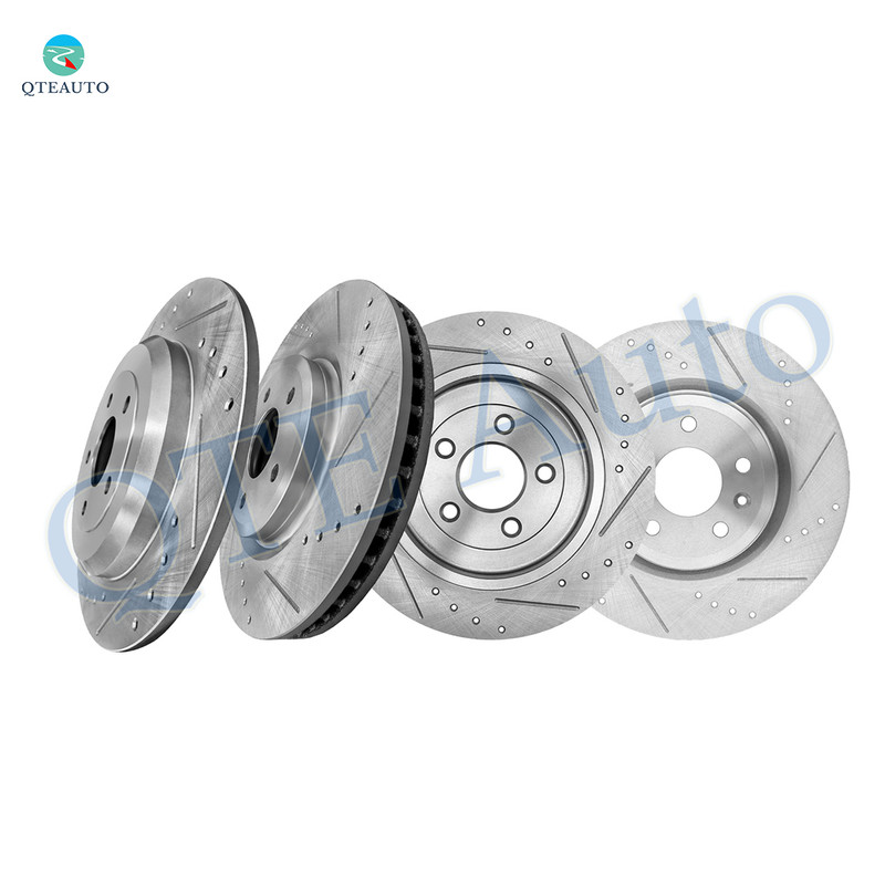 Set of 4 Front 325mm-Rear 330mm Drilled Slotted Brake Disc Rotors For 2009-2019 Ford Flex