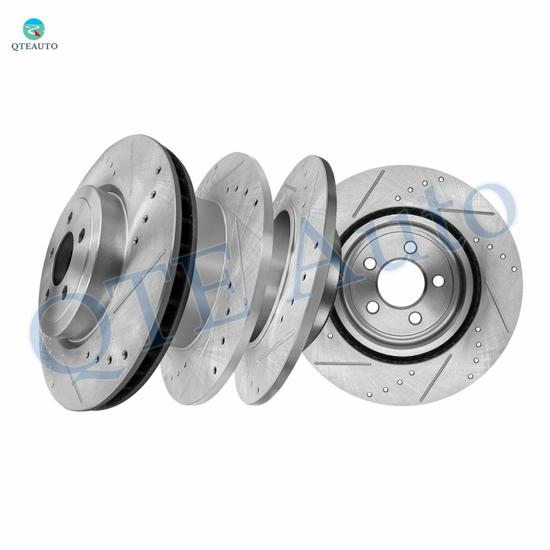 Set of 4 Front 345mm-Rear 320mm Drilled Slotted Brake Disc Rotors For 2021 Dodge Challenger