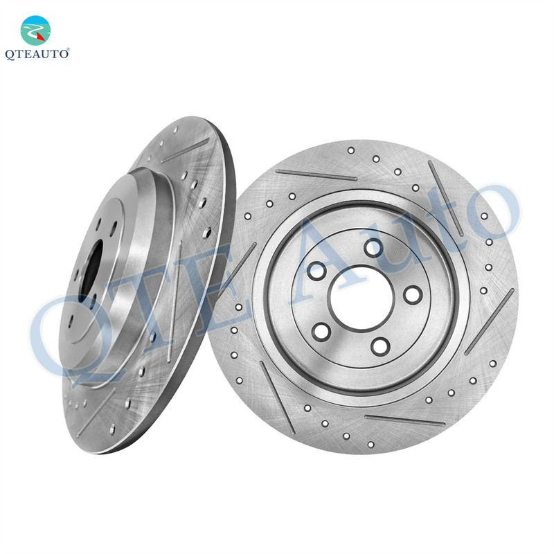 Rear Drilled Slotted Brake Disc Rotors 330mm For 2008-2019 Ford Taurus