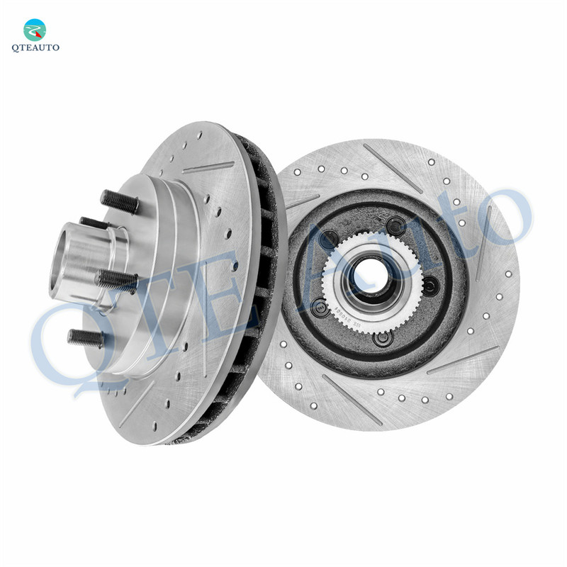 Front Drilled Slotted Brake Disc Rotors and Hub Assembly For 1996-2002 GMC Savana 1500