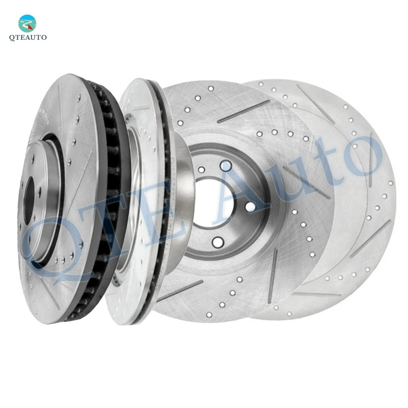 Set of 4 Front-Rear 308mm Drilled Slotted Brake Disc Rotors For 2014 Infiniti QX70