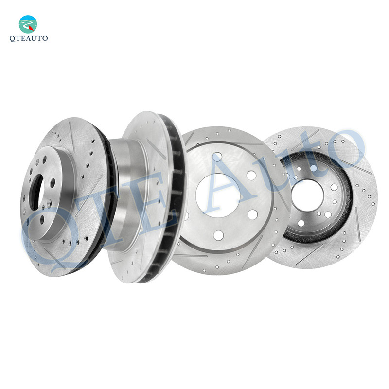 Set of 4 Front 330mm-Rear 330.2mm Drilled Slotted Brake Disc Rotors For 2010-2014 GMC Savana 1500