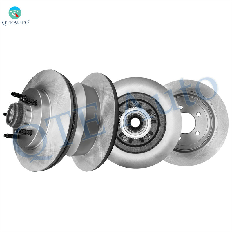 Set of 4 Front Brake Disc Rotors-Rear 334mm Disc Brake Rotor and Hub Assembly 334mm For 2002 Lincoln Blackwood