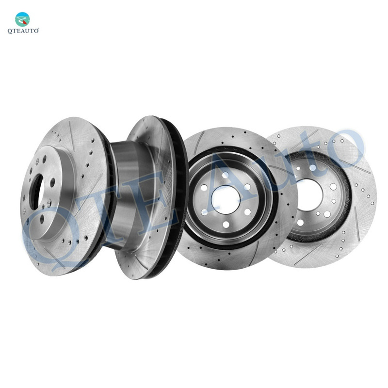 Set of 4 Front 330mm-Rear 330mm Drilled Slotted Brake Disc Rotors For 2010-2014 GMC Savana 1500