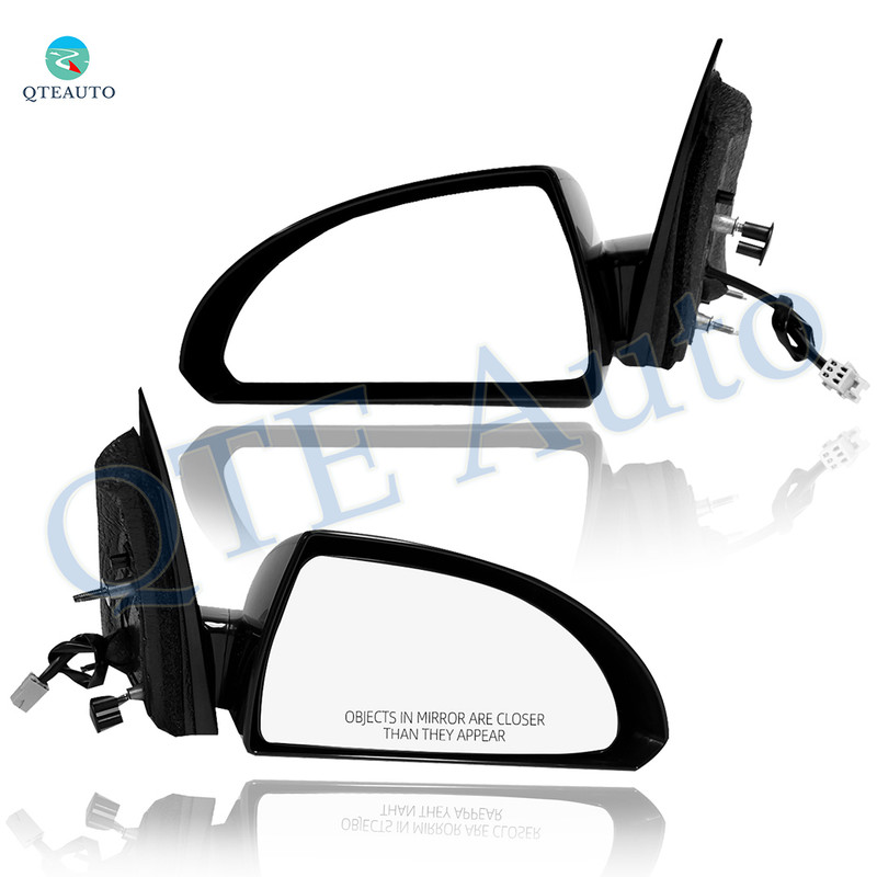 Pair of 2 Left Driver Chrome/Flat-Right Passenger Side Chrome/Convex+Warning Power Non-Folding View Mirror Chrome/Flat Black Smooth 6H3P For 2006-2013 Chevrolet Impala