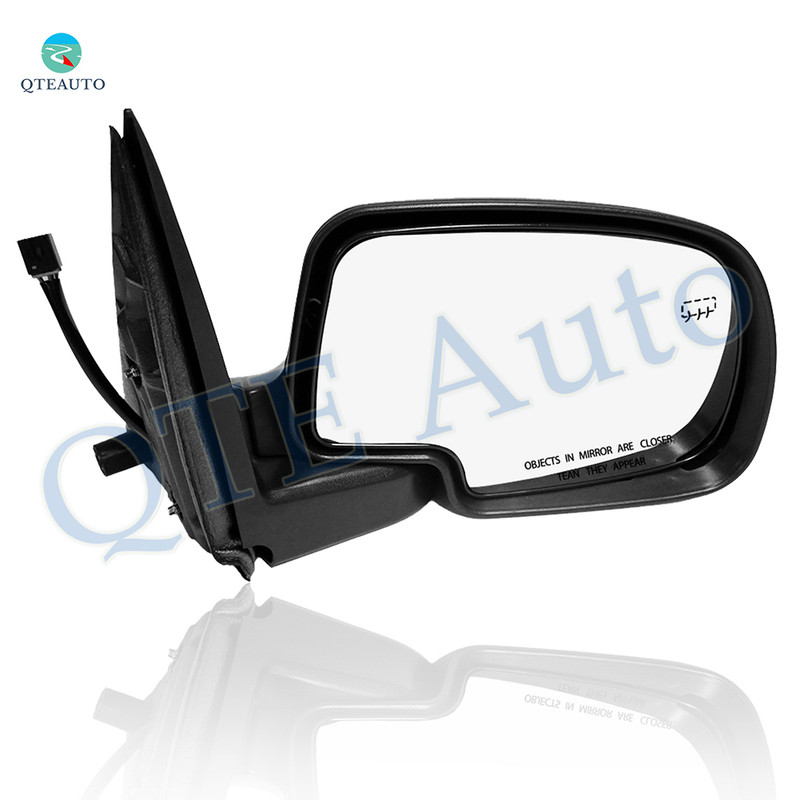 Right Passenger Side Power Heated Puddle Lamp Foldaway View Mirror Chrome/Convex+Warning Paintedblack 8H6P with Turn Signal Light For 2002 Chevrolet Avalanche 2500