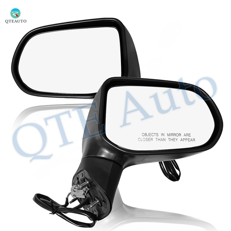 Pair of 2 Left Driver-Right Passenger Side Power Foldaway View Mirror Black Textured For 2006-2011 Honda Civic