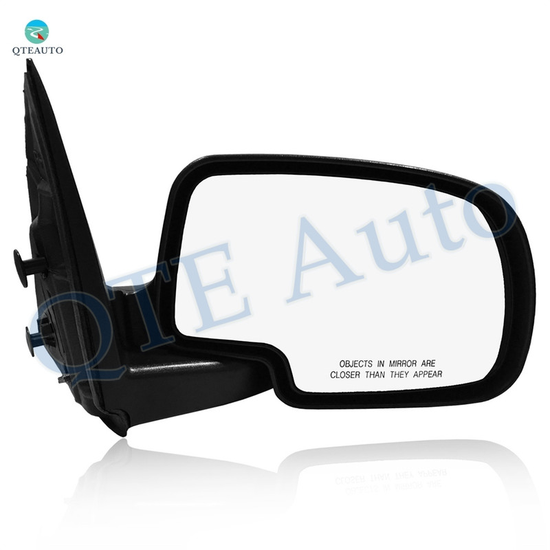 Right Passenger Side Manual Foldaway View Mirror Chrome/Convex+Warning Black Textured For 1999-2006 Chevrolet Silverado 2500