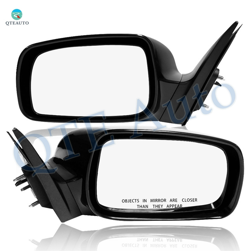 Pair of 2 Left Driver Chrome/Flat-Right Passenger Side Chrome/Convex+Warning Power Heated Nonfolding Usa Built View Mirror Black Smooth For 2007-2011 Toyota Camry