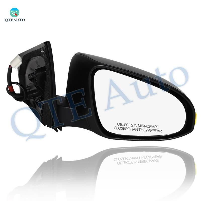 Right Passenger Side Power Heated Signal Lamp Foldaway View Mirror Chrome/Convex+Warning Black Smooth with Turn Signal Light For 2014-2019 Toyota Corolla