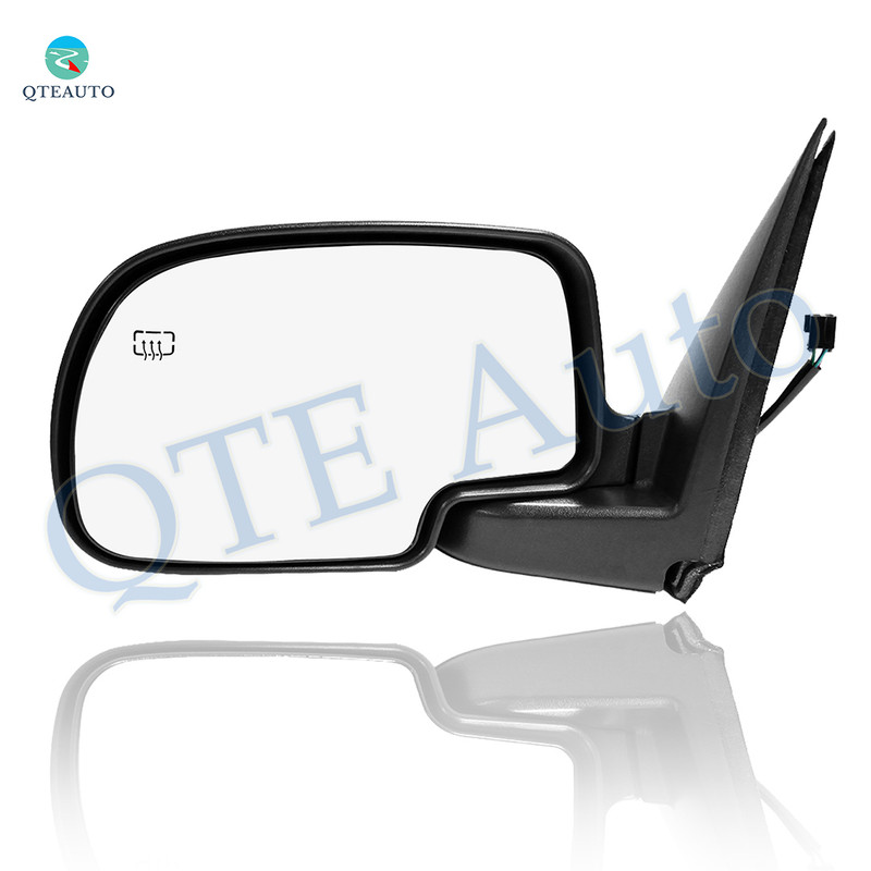 Left Driver Side Power Heated Puddle Lamp Foldaway View Mirror Chrome/Flat Paintedblack 8H6P with Turn Signal Light For 2002 Chevrolet Avalanche 1500