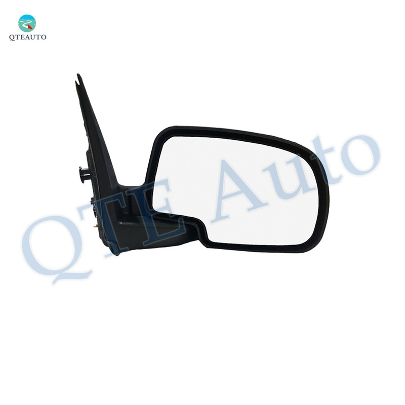 Right Passenger Side Manual Foldaway View Mirror Chrome/Convex+Warning Black Textured For 2001-2003 2005 2006 GMC Sierra 1500 HD