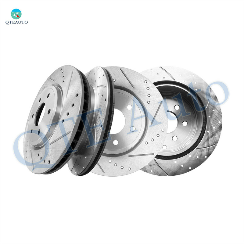 Set of 4 Front 296mm-Rear 308mm Drilled Slotted Brake Disc Rotors For 2005-2012 Nissan Pathfinder