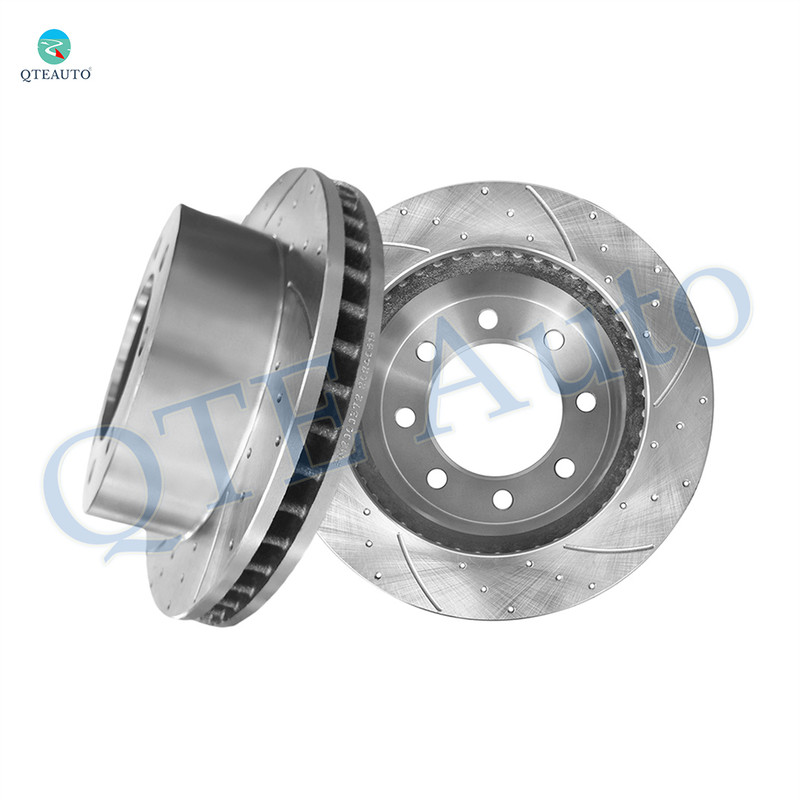 Front 326.4mm Drilled Slotted Brake Disc Rotors For 2000-2002 Dodge RAM 4000