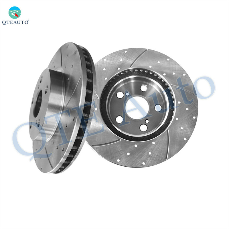 Front 255mm Drilled Slotted Brake Disc Rotors For 2012-2015 Toyota Prius Plug-IN