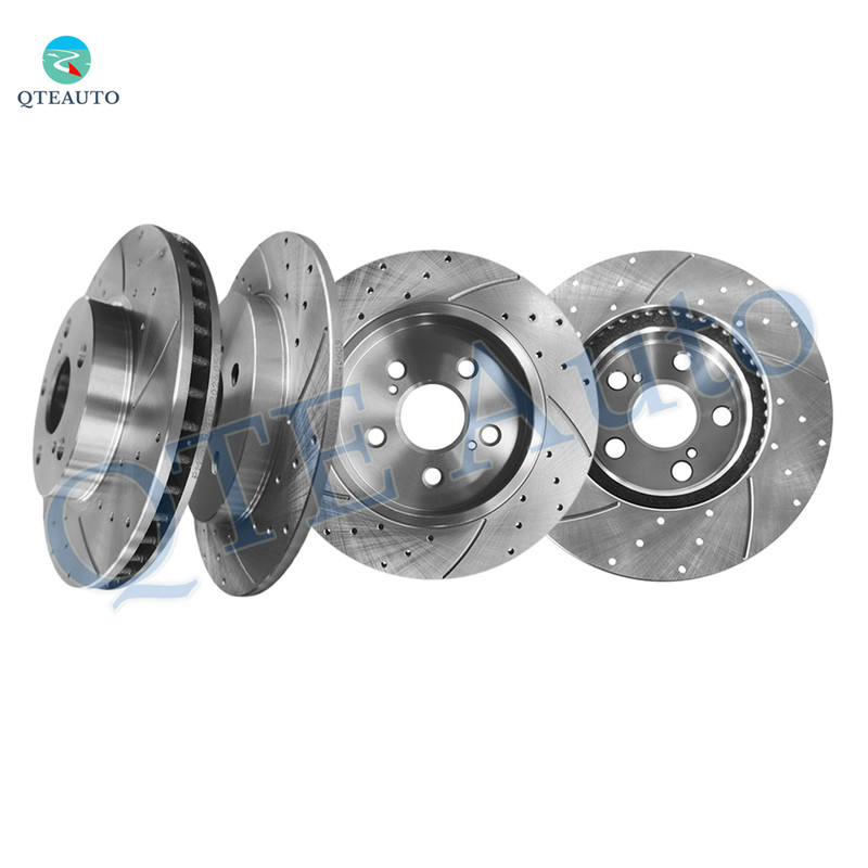 Set of 4 Front 255mm-Rear 259mm Drilled Slotted Brake Disc Rotors For 2011-2013 Lexus CT200H