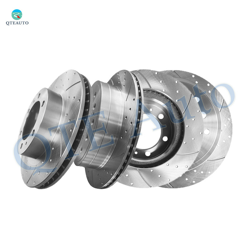 Set of 4 Front 319mm-Rear 312mm Drilled Slotted Brake Disc Rotors For 2007-2009 Toyota FJ Cruiser