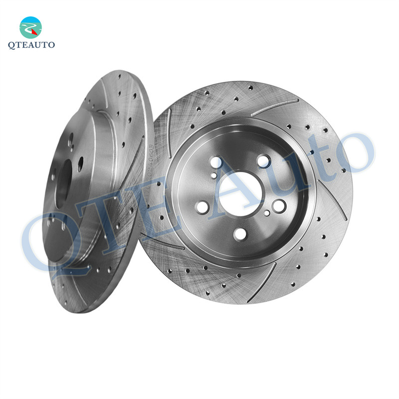 Rear 259mm Drilled Slotted Brake Disc Rotors For 2012-2015 Toyota Prius Plug-IN