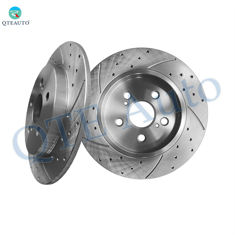 Rear 259mm Drilled Slotted Brake Disc Rotors For 2017-2022 Toyota Prius Prime