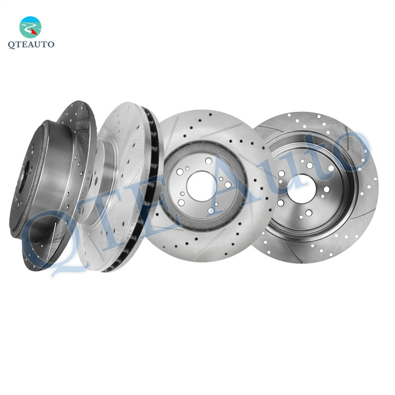 Set of 4 Front 300mm-Rear 313mm Drilled Slotted Brake Disc Rotors For 2001-2006 Acura MDX