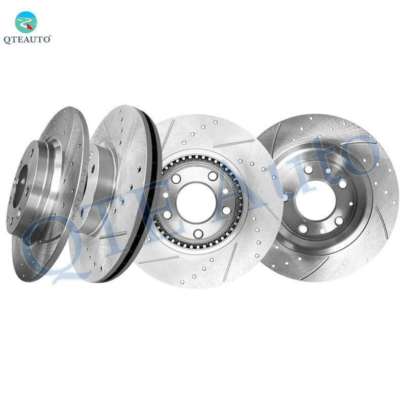 Set of 4 Front 299mm-Rear 280mm Drilled Slotted Brake Disc Rotors For 2007-2012 Lincoln MKZ