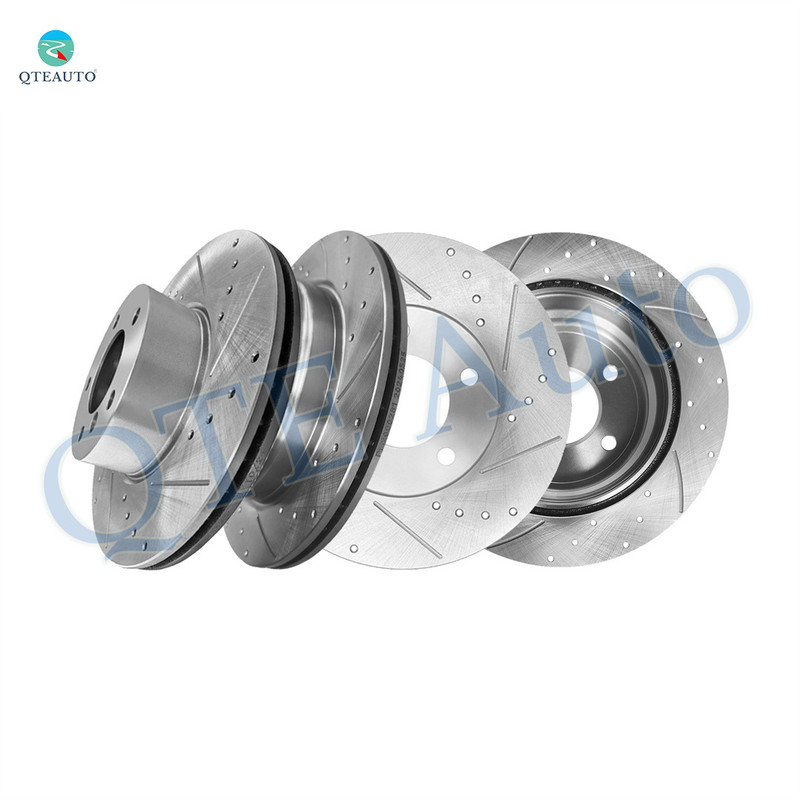 Set of 4 Front 312mm-Rear 300mm Drilled Slotted Brake Disc Rotors For 2007 2008 328XI