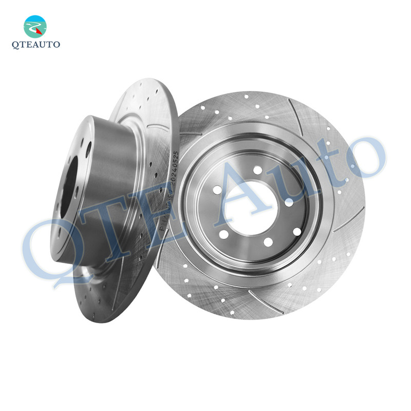 Rear 302mm Drilled Slotted Brake Disc Rotors For 2008 2009 Dodge Caliber SRT-4