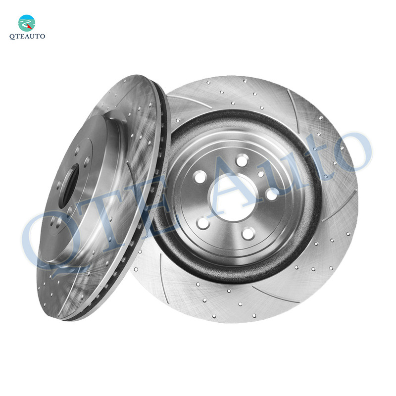 Rear 345mm Drilled Slotted Brake Disc Rotors For 2013-2019 Ford Flex