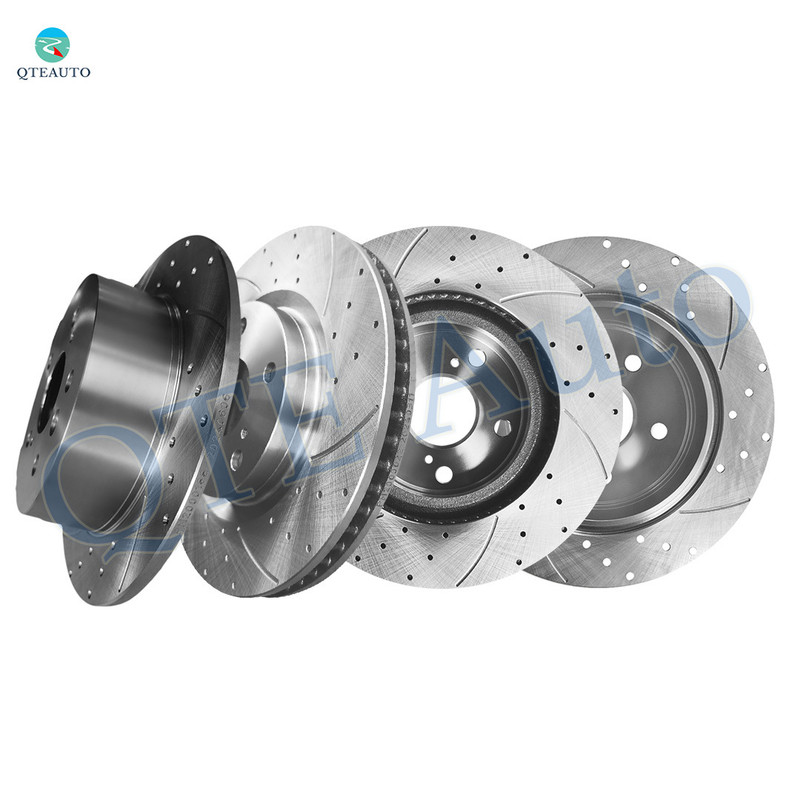 Set of 4 Front 296mm-Rear 281mm Drilled Slotted Brake Disc Rotors For 2008-2011 Toyota Avalon