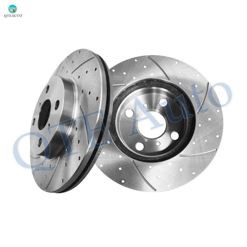 Front 255mm Drilled Slotted Brake Disc Rotors For 2004-2006 Scion XA Base