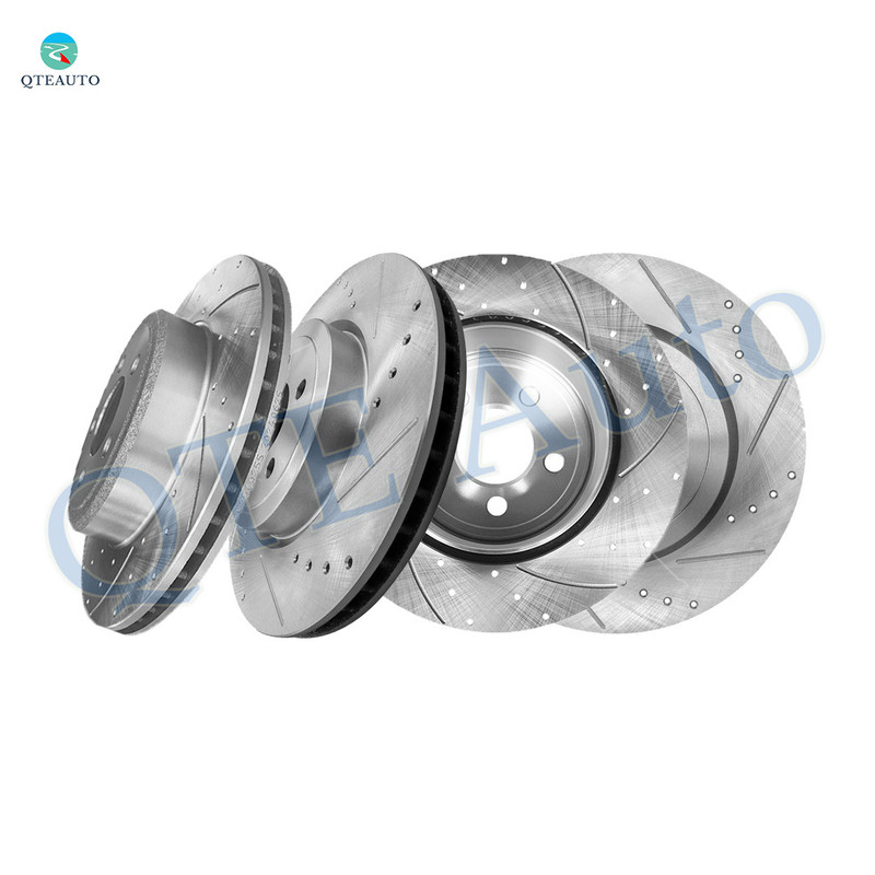 Set of 4 Front 345mm-Rear 320mm Drilled Slotted Brake Disc Rotors For 2005-2020 Chrysler 300