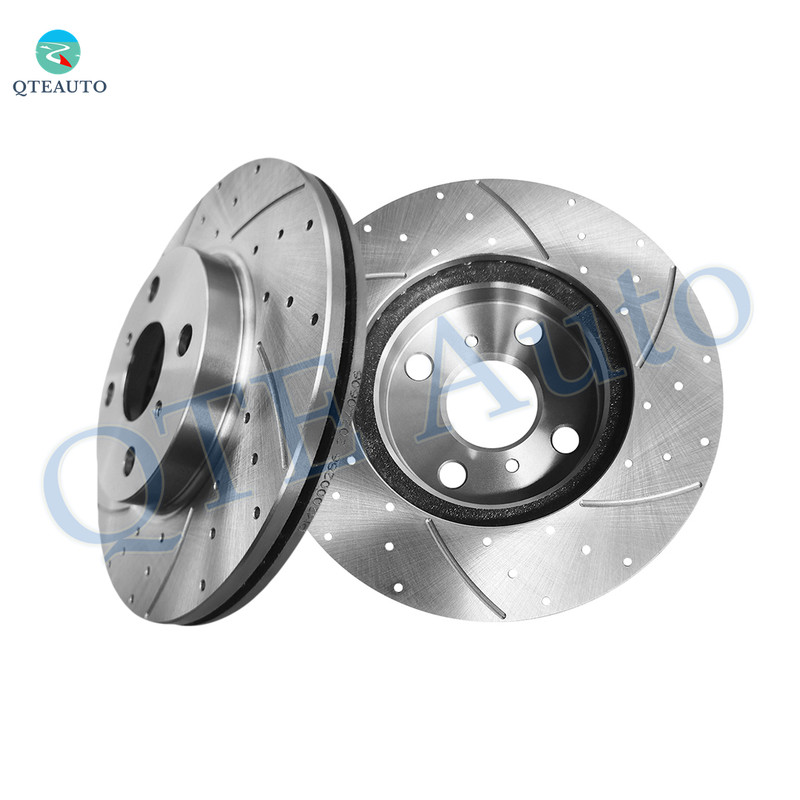Front 255mm Drilled Slotted Brake Disc Rotors For 2004-2006 Scion XB Base
