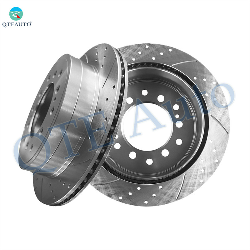 Rear 312mm Drilled Slotted Brake Disc Rotors For 2007-2009 Toyota FJ Cruiser