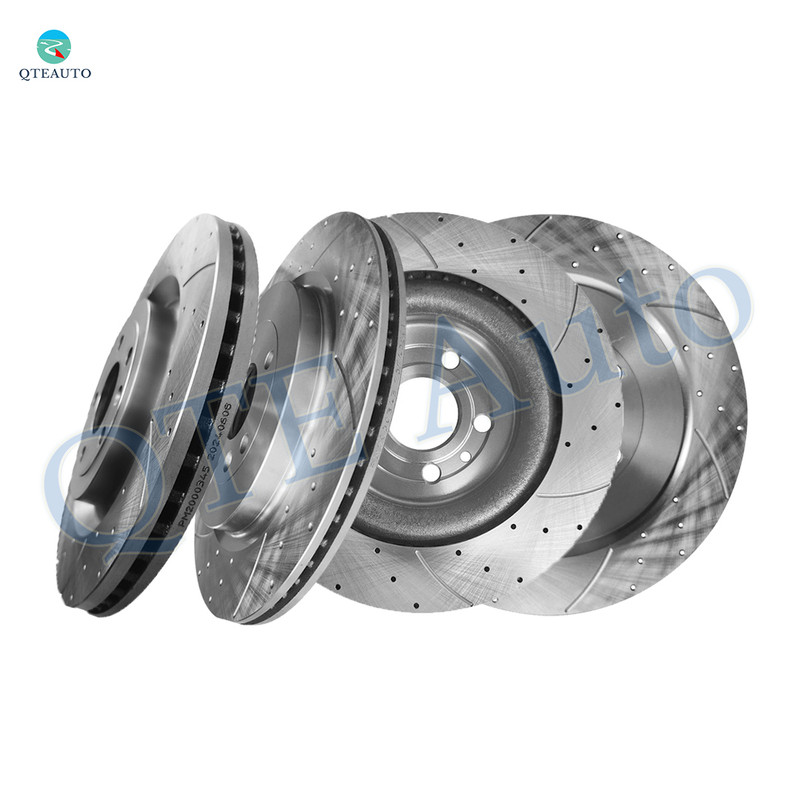 Set of 4 Front 352mm-Rear 345mm Drilled Slotted Brake Rotors For 2013-2019 Ford Flex