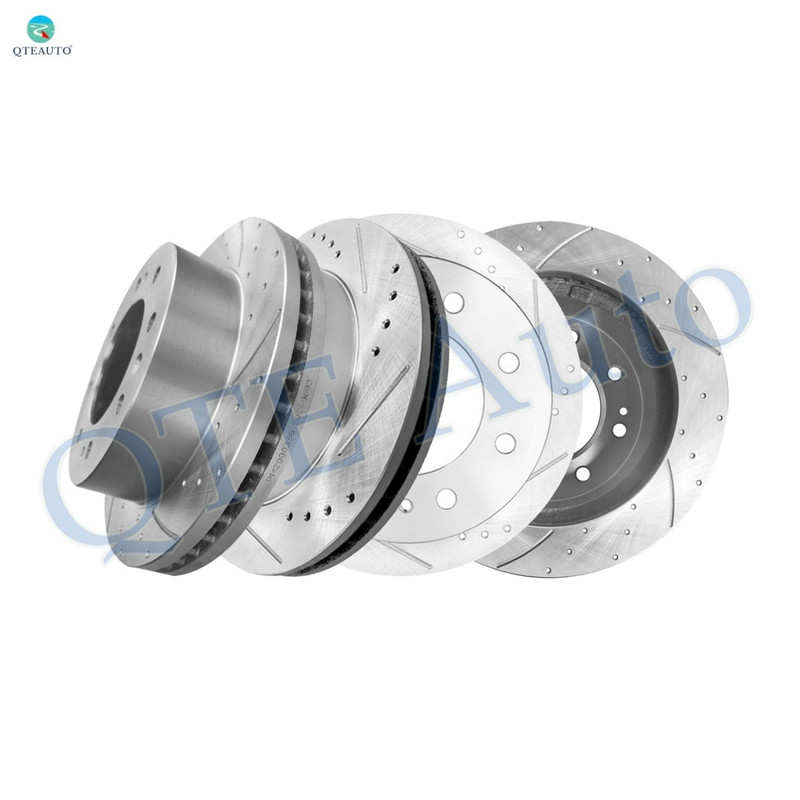 Set of 4 Front 355mm-Rear 360mm Drilled Slotted Brake Disc Rotors For 2011-2015 GMC Sierra 2500 HD